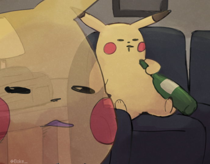 alcohol animal_focus artist_name black_eyes blush_stickers boke-chan bottle commentary_request couch drooling drunk empty_eyes english_commentary full_body holding holding_bottle indoors meme mixed-language_commentary no_humans on_couch open_mouth partial_commentary pikachu pokemon pokemon_(creature) redlettermedia rich_evans saliva sitting sketch solo twitter_username watermark wine_bottle zoom_layer