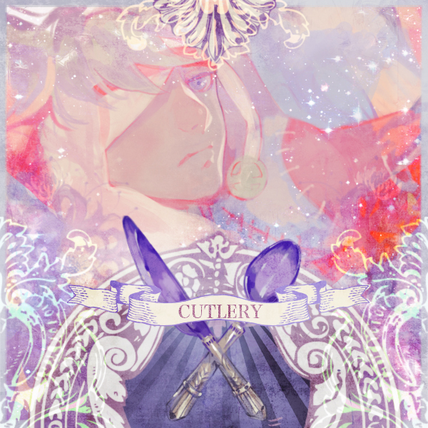 1boy bad_id bad_pixiv_id butter_knife button_eyes creature fantasy grey_hair looking_at_viewer nishihara_isao one_eye_covered pixiv_fantasia pixiv_fantasia_sword_regalia portrait spoon stitched_mouth stitches stuffed_toy violet_eyes