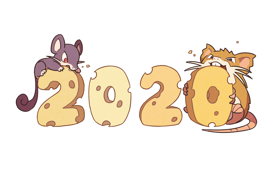 2020 bright_pupils cheese commentary eating food holding mouse no_humans pokemon pokemon_(creature) raticate rattata red_eyes simple_background ssalbulre white_background white_pupils