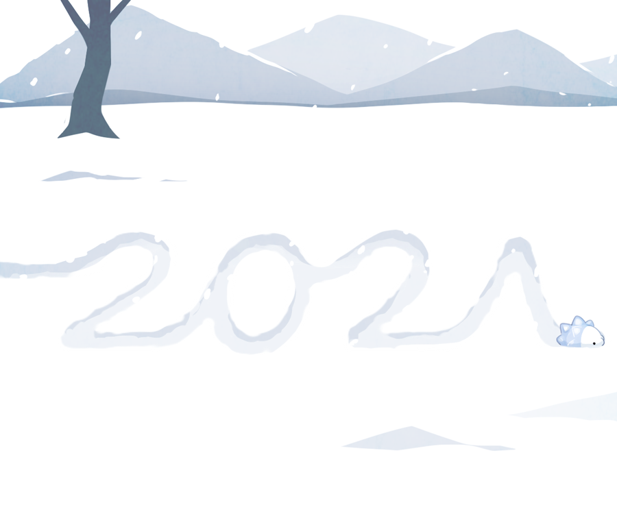 2021 bare_tree commentary day hill no_humans outdoors pokemon pokemon_(creature) snom snow snow_writing snowing solo ssalbulre tree