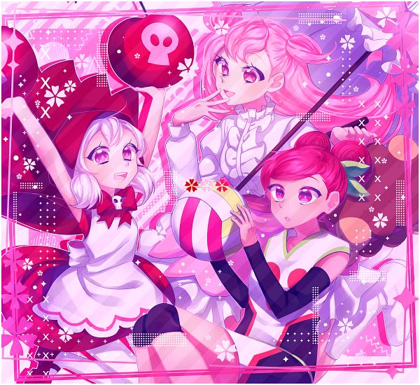 3girls cherry_ball_cookie cherry_blossom_cookie cherry_cookie cherry_sisters cookie_run cookie_run_kingdom cookie_run_ovenbreak pink_eyes pink_hair red_eyes redhead tagme white_clothes white_hair