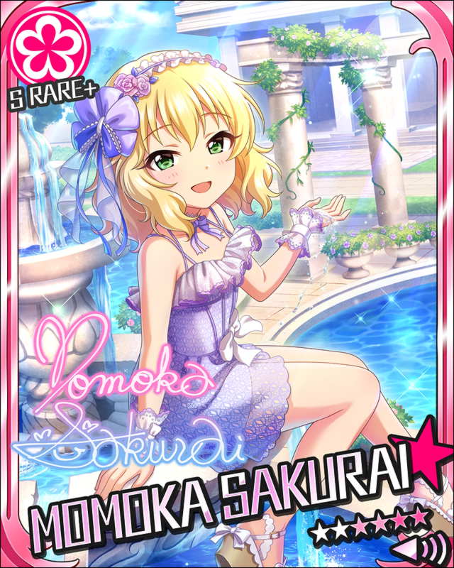 blonde_hair blush character_name dress green_eyes idolmaster idolmaster_cinderella_girls sakurai_momoka short_hair stars