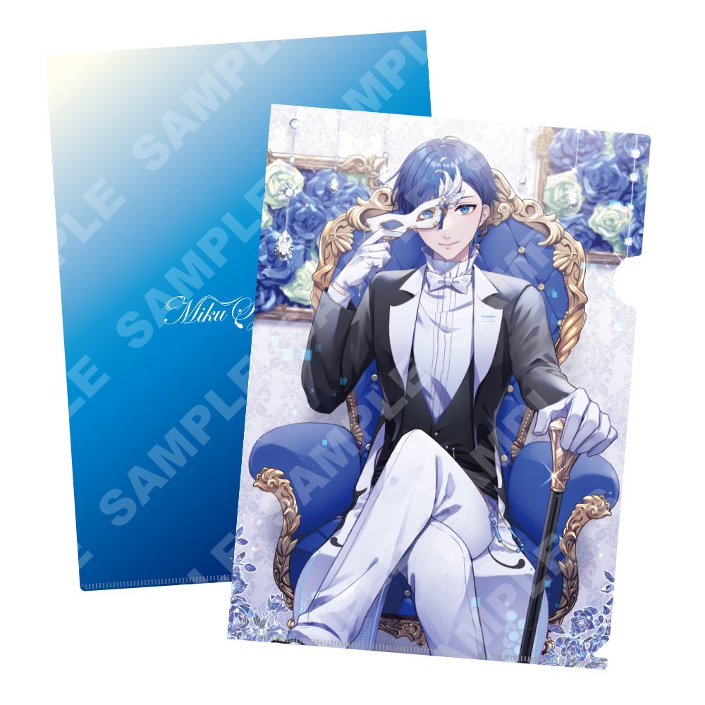 1boy blue_eyes chair clear_file crossed_legs easy_chair eye_mask formal gloves kaito_(vocaloid) miku_symphony_(vocaloid) official_art on_chair pants second-party_source sitting solo suit vocaloid white_gloves