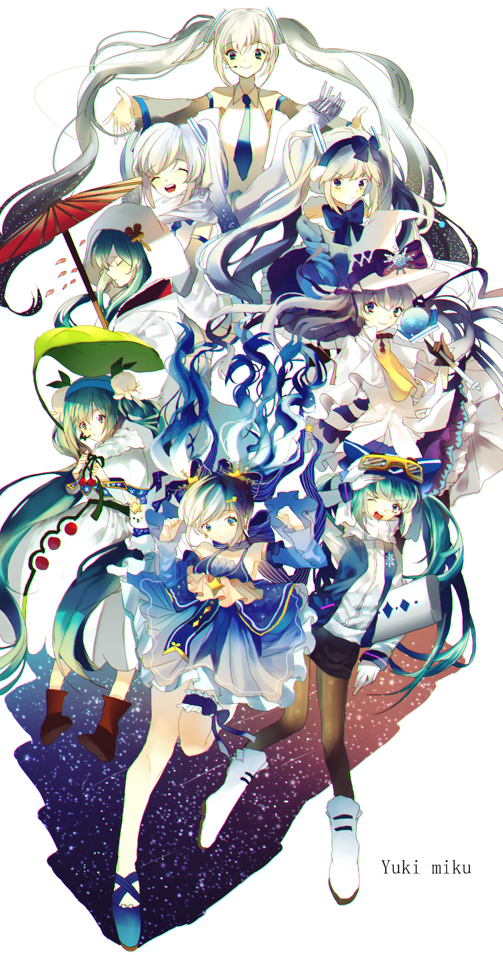1girl ainu_clothes aqua_eyes aqua_hair bare_shoulders black_skirt black_sleeves blue_bow blue_bowtie blue_coat blue_dress blue_eyes blue_hair blue_jacket blue_necktie blue_ribbon blue_skirt blue_sleeves boots bow bowtie bubble_skirt capelet character_name cloak closed_eyes coat commentary detached_sleeves dress earmuffs english_commentary everyone falling_petals floating_hair flower frilled_straps from_side frown fur-trimmed_capelet fur-trimmed_coat fur_trim gloves gold_trim green_ribbon hair_bow hair_flower hair_ornament hairband hands_up hat hat_bow hatsune_miku headphones headset highres holding holding_leaf holding_snowboard holding_umbrella holding_wand hood hood_up hooded_kimono ika_(kim0104043) jacket japanese_clothes kimono koropokkuru large_hat leaf leaf_umbrella lily_of_the_valley long_hair looking_at_viewer magical_girl neckerchief necktie night night_sky oil-paper_umbrella one_eye_closed open_mouth owl_hat pantyhose petals pleated_skirt purple_bow red_umbrella ribbon rowan scarf shiromuku shirt ski_boots ski_goggles skirt sky sky_background sleeveless sleeveless_shirt smile snowboard snowflake_ornament snowflake_print star_(sky) star_(symbol) star_hair_ornament striped striped_ribbon tassel thigh_strap treble_clef twintails uchikake umbrella v-shaped_eyebrows very_long_hair vocaloid wand white_background white_capelet white_cloak white_gloves white_hair white_headwear white_scarf white_shirt witch_hat yellow_neckerchief yuki_miku yuki_miku_(2010) yuki_miku_(2011) yuki_miku_(2012) yuki_miku_(2013) yuki_miku_(2014) yuki_miku_(2015) yuki_miku_(2016) yuki_miku_(2017)