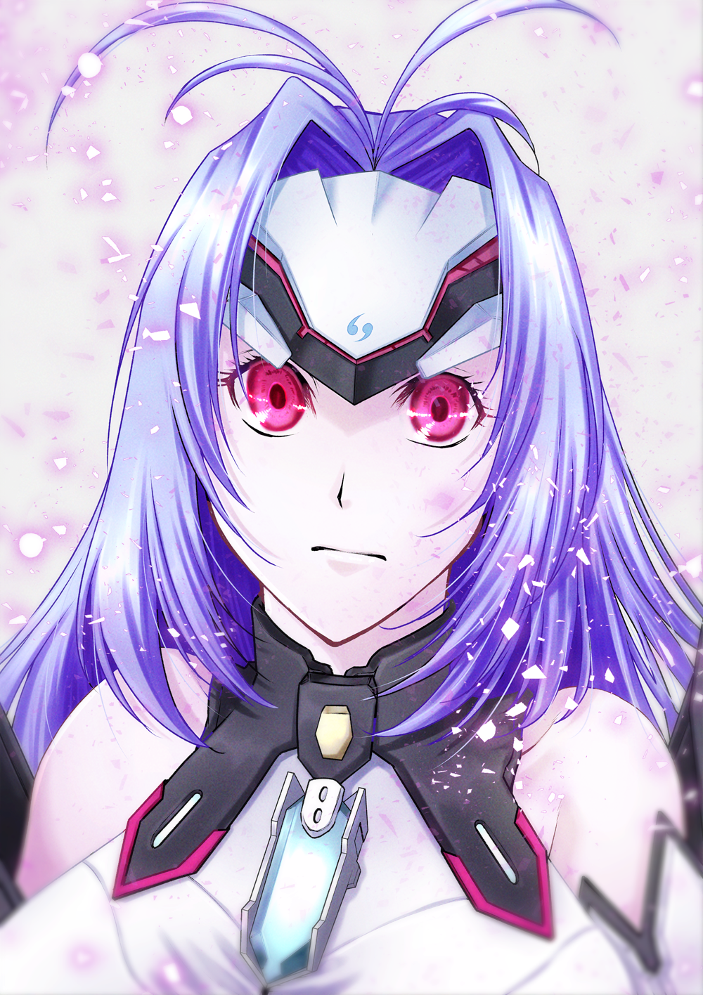 1girl an'no_natsume antenna_hair blue_hair breasts expressionless highres kos-mos large_breasts pale_skin pink_eyes sleeveless solo upper_body xenoblade_chronicles_(series) xenoblade_chronicles_2