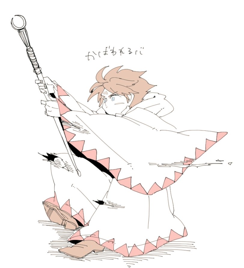 1boy brown_hair butz_klauser final_fantasy final_fantasy_v holding holding_staff hood hood_down protected_link saito_piyoko shoes square_enix staff torn_clothes white_mage