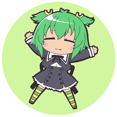 1girl :3 =_= antenna_hair artist_name assault_lily bangs black_footwear black_ribbon black_skirt blush buttons chibi circle closed_eyes closed_mouth commentary cropped_jacket dark-skinned_female dark_skin facing_viewer fang fang_out frilled_skirt frills full_body green_background green_hair green_thighhighs hair_between_eyes hair_ribbon hands_up high-waist_skirt legs_apart long_sleeves lowres masaki_itsuki medium_hair miniskirt multicolored_thighhighs neck_ribbon outstretched_arms ribbon round_image school_uniform shirt shoes simple_background skirt smile solo standing striped striped_legwear striped_thighhighs thigh-highs transparent_background two_side_up white_shirt yellow_ribbon yellow_thighhighs yoshimura_thi_mai yurigaoka_girls_academy_school_uniform zettai_ryouiki
