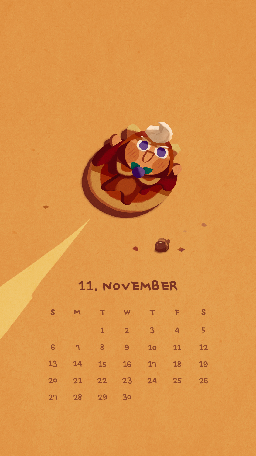 1boy calendar cookie_run cookie_run_kingdom cookie_run_ovenbreak november pancake_cookie tagme violet_eyes wallpaper