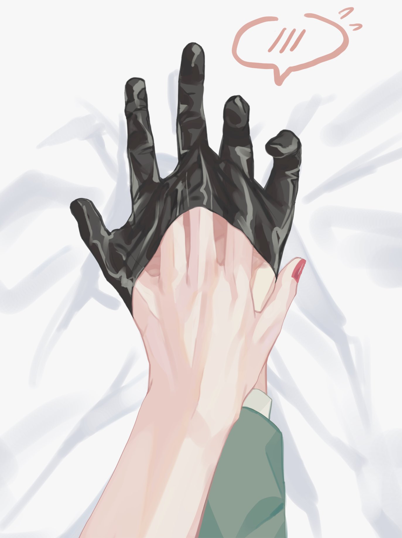 black_gloves couple disembodied_limb fingernails fingers formal gloves green_suit hand_focus hetero highres holding_hands holding_hands_is_lewd husband_and_wife nail_polish outstretched_hand palms red_nails sgrimp spy_x_family suit thumb twilight_(spy_x_family) yor_briar