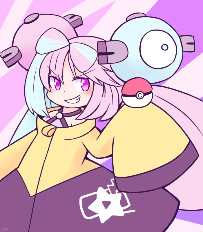 1girl 216 bow-shaped_hair character_hair_ornament hair_ornament iono_(pokemon) jacket long_hair low-tied_long_hair multicolored_hair pokemon pokemon_(game) pokemon_sv sharp_teeth sleeves_past_fingers sleeves_past_wrists solo split-color_hair star_(symbol) star_in_eye symbol_in_eye teeth twintails very_long_sleeves x yellow_jacket