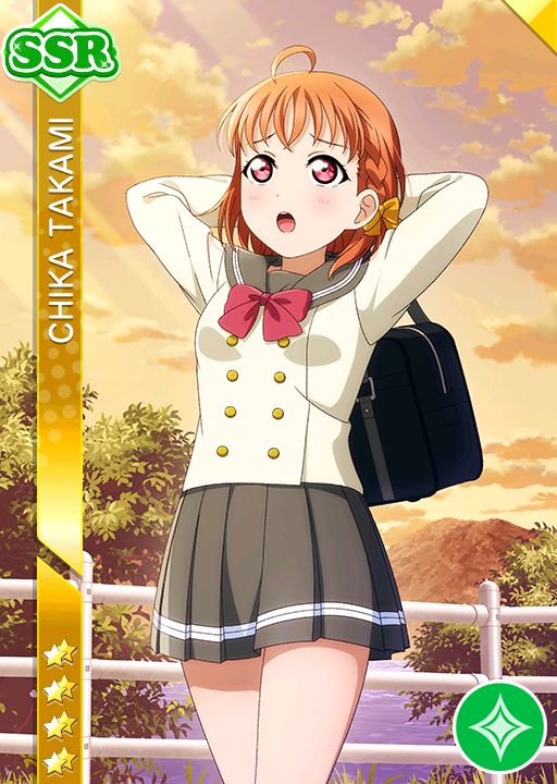 blush character_name love_live!_school_idol_festival love_live!_sunshine!! orange_hair red_eyes school_uniform short_hair takami_chika