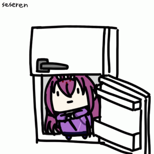 1girl animated_gif fate/grand_order fate_(series) refrigerator scathach_skadi_(fate/grand_order) seseren