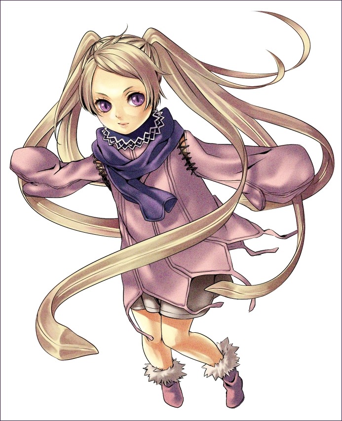 blonde_hair boots dress fanart midair niche_(tegami_bachi) pixiv pixiv_id_1351841 tegami_bachi twintails