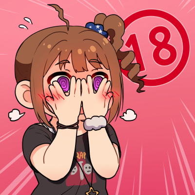 1girl @_@ bangs black_shirt blush commentary covering_face drill_hair emphasis_lines flying_sweatdrops hair_ornament hair_scrunchie hands_up idolmaster idolmaster_million_live! jewelry kamille_(vcx68) long_hair looking_ahead lowres necklace open_mouth peeking_through_fingers pink_background print_shirt scrunchie shirt short_sleeves side_ponytail sidelocks solo star_(symbol) star_necklace steam upper_body violet_eyes wilted_ahoge wrist_scrunchie wristband yokoyama_nao