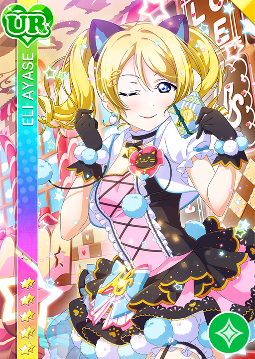 ayase_eli blonde_hair blue_eyes blush character_name dress long_hair love_live!_school_idol_festival love_live!_school_idol_project smile twintails wink