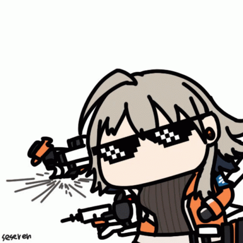 1girl animated_gif arknights deal_with_it detonator explosion mayer_(arknights) seseren sunglasses