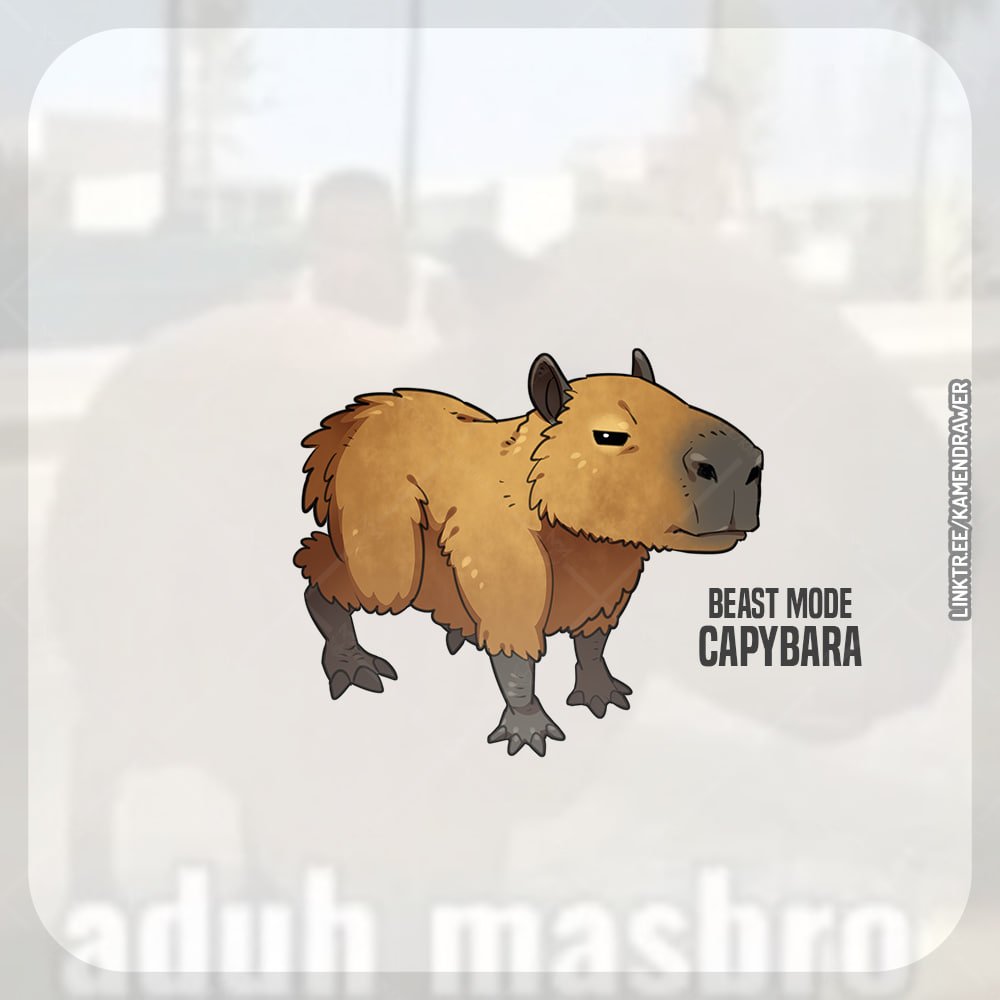 animal_focus ashmish beast_wars black_eyes capybara no_humans original solo standing transformers web_address
