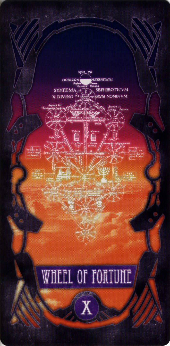 above_clouds artist_request card_(medium) clouds highres menorah neon_genesis_evangelion no_humans non-web_source scan scan_artifacts sefirot sky source_request sunset tarot wheel_of_fortune_(tarot)