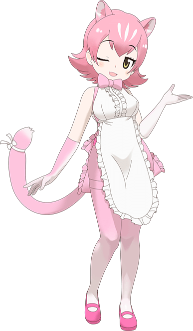 1girl animal_ears extra_ears kemono_friends kemono_friends_3 looking_at_viewer official_art peach_panther_(kemono_friends) tail transparent_background