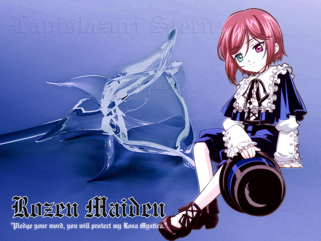 auburn_hair hat hat_removed heterochromia holding rozen_maiden shoes short_hair solo souseiseki tagme