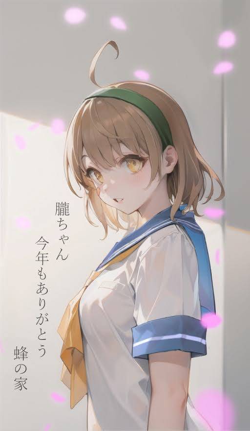 1girl ahoge alternate_costume artist_request bandaid bandaid_on_face blue_sailor_collar brown_eyes brown_hair commentary_request green_hairband hairband kantai_collection looking_at_viewer neckerchief oboro_(kancolle) parted_lips sailor_collar school_uniform second-party_source serafuku short_hair smile solo upper_body yellow_neckerchief