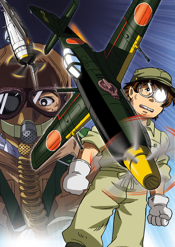 2boys a7m_reppuu aerial_battle aircraft airplane battle cannon character_request commentary_request dogfight fighter_plane glasses goggles gun hat helmet imperial_japanese_army japan japanese_flag machine_gun machinery matsumoto_leiji_(style) multiple_boys nal_(studio_ng) oxygen_mask p-47_thunderbolt pilot pilot_suit roundel the_cockpit united_states_air_force weapon world_war_ii