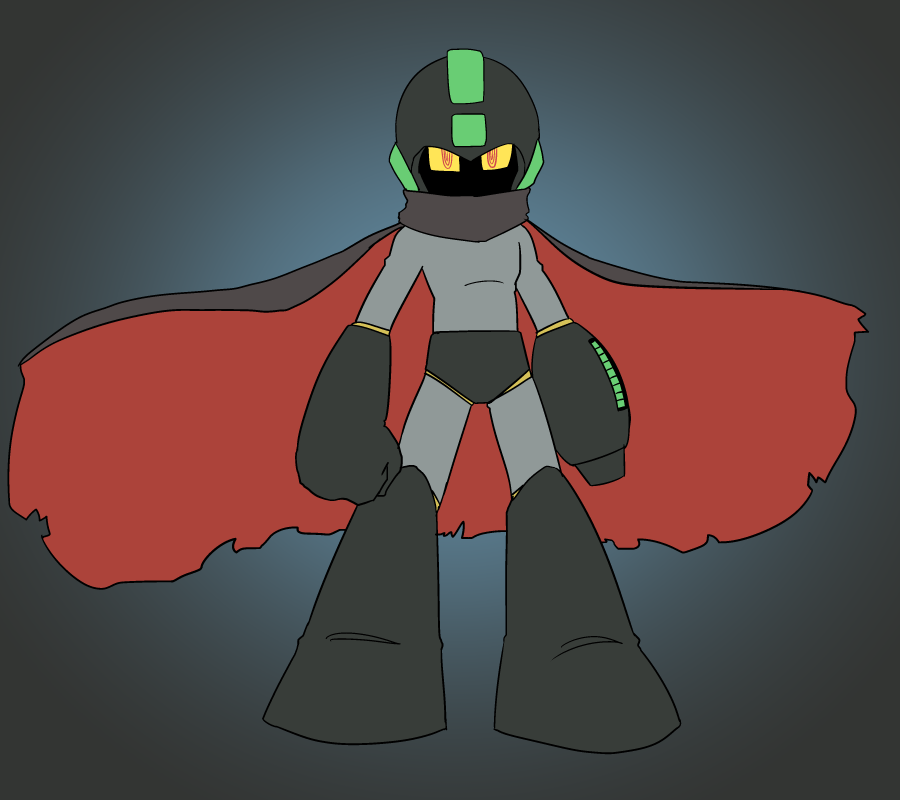 1boy arm_cannon black_cape black_footwear black_getter black_getter_(cosplay) black_gloves black_headwear bodysuit boots cape cosplay full_body getter_robo gloves grey_bodysuit helmet looking_at_viewer male_focus mega_man_(character) mega_man_(classic) mega_man_(series) muu_(mumumer) red_cape ringed_eyes shin_getter_robo solo standing weapon yellow_eyes