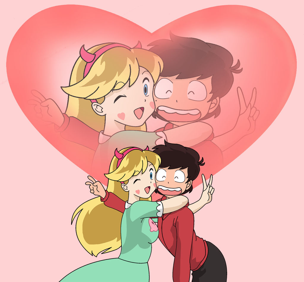 1boy 1girl blonde_hair blue_eyes brown_hair couple female horns male marco_diaz star_butterfly star_vs_the_forces_of_evil