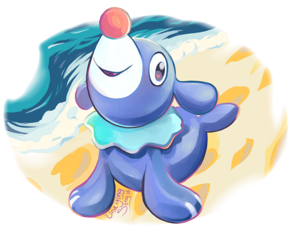 beach looking_at_viewer no_humans outdoors pokemon pokemon_(creature) popplio sand shore solo undyingsong water watermark
