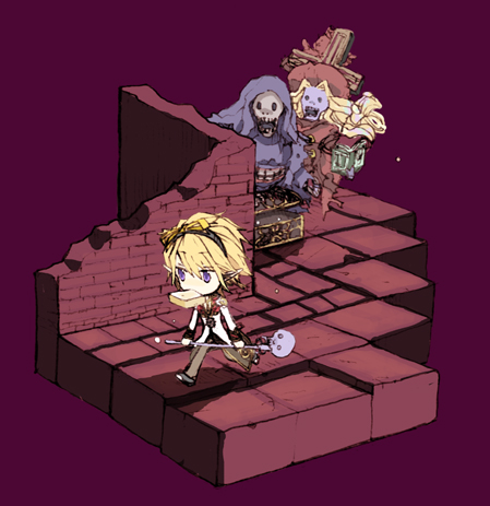 1boy 2others black_cloak black_footwear blonde_hair book brown_pants chibi cloak coat commentary_request evil_druid_(ragnarok_online) food food_in_mouth full_body high_priest_(ragnarok_online) holding holding_book holding_staff isometric kusabi_(aighe) long_sleeves looking_at_another lowres mimic mimic_(ragnarok_online) mimic_chest mouth_hold multiple_others open_mouth pants pointy_ears purple_background ragnarok_online red_coat shoes short_hair skeleton skull staff toast toast_in_mouth two-tone_coat undead violet_eyes white_coat wraith_(ragnarok_online)