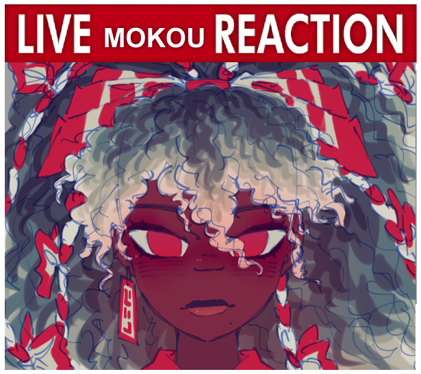 1girl alternate_skin_color bad_end bow closed_mouth commentary corruption curly_hair dark-skinned_female dark_persona dark_skin darkness earrings empty_eyes english_commentary expressionless fujiwara_no_mokou gradient_hair grey_hair hair_between_eyes hair_bow horror_(theme) jewelry live_slug_reaction_(meme) looking_at_viewer meme mind_break mole mole_under_mouth monster monsterification multicolored_hair objectification ofuda portrait quinnonimp red_bow red_eyes slave solo straight-on touhou trash tumblr tumblr_username white_hair
