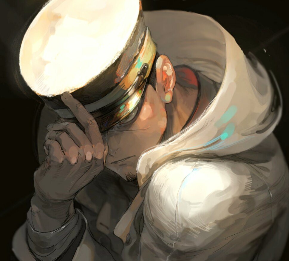 1boy beard black_background character_request coat facial_hair golden_kamuy hand_on_headwear hat long_sleeves male_focus military military_hat military_uniform oku_(2964_okn) scar scar_on_face simple_background uniform white_coat winter_clothes winter_coat