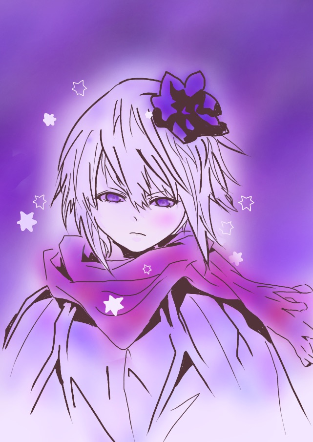 bust fanart fanart_from_pixiv hair_flower looking_at_viewer roda_(tegami_bachi) soft_colors solo tagme tegami_bachi violet_eyes