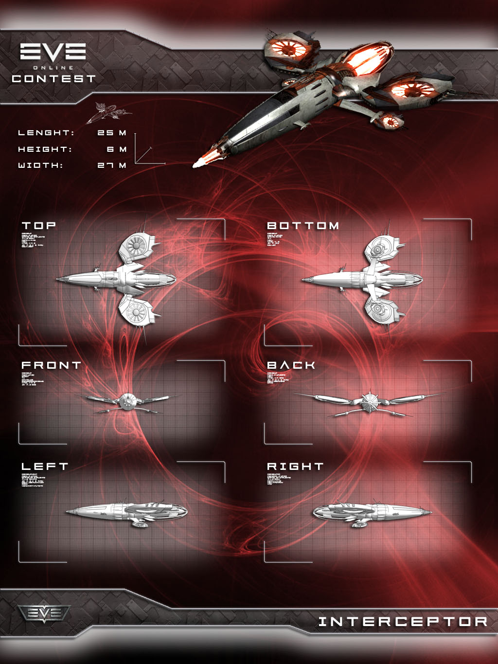 3d commentary concept_art copyright_name eve_online from_above from_behind from_below from_side highres logo md5_mismatch military military_vehicle mystic-galaxy no_humans original red_background red_theme reference_sheet science_fiction spacecraft starfighter thrusters vehicle_focus