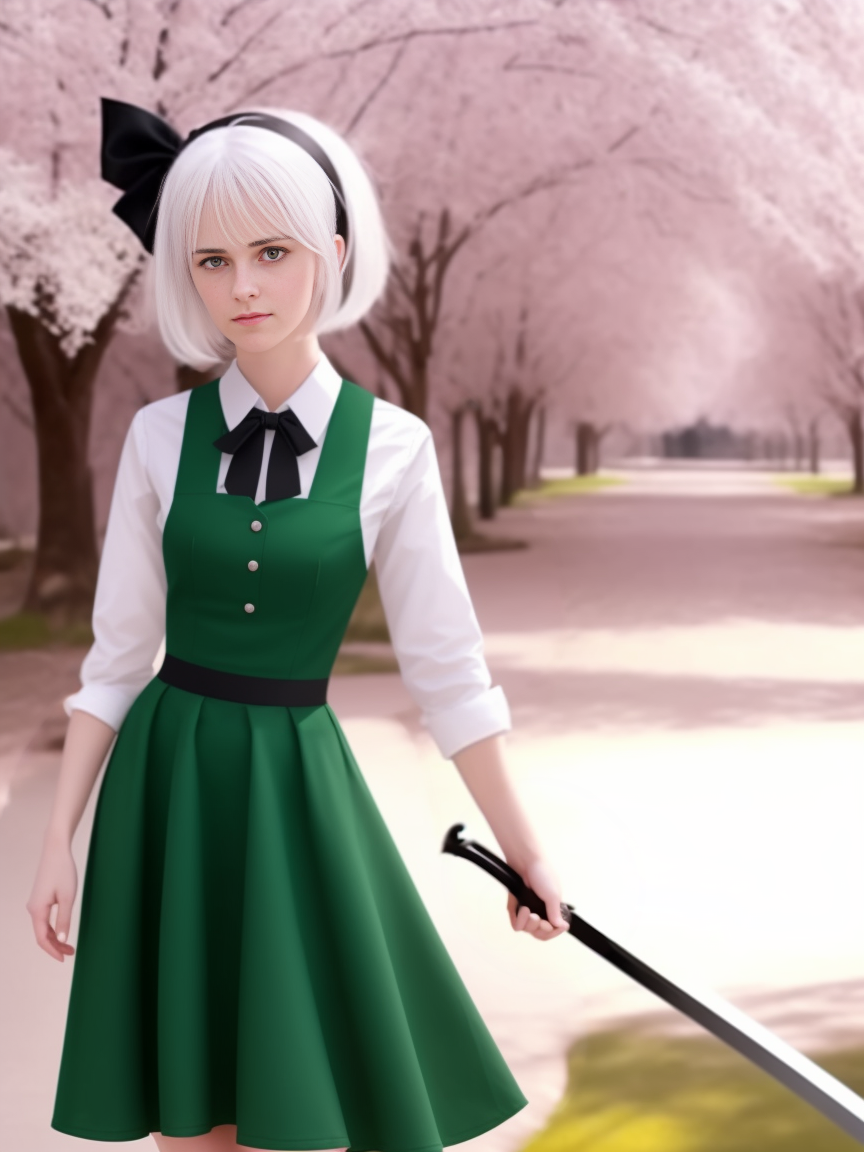 ai-generated cherry_blossoms konpaku_youmu non-web_source realistic touhou