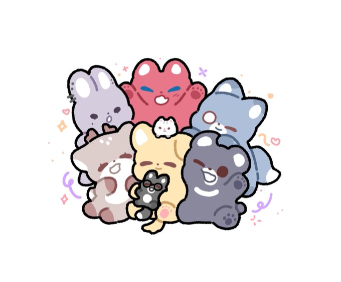 6+boys animal animal_ears animal_nose animal_on_head animalization antlers bae_sejin bbing_zzi bear_boy bear_ears bear_tail cat_boy cat_ears cha_eugene character_request chibi closed_eyes closed_mouth commentary_request debwi_mos_hamyeon_jugneun_byeong_geollim deer_boy deer_ears deer_tail dog_boy dog_ears dog_tail earrings furrification furry furry_male hamster hand_on_another's_head heart jewelry kim_raebin korean_commentary lee_sejin looking_at_another male_focus mole mole_under_eye multiple_boys on_head one_eye_closed open_mouth park_moondae pawpads rabbit_boy rabbit_ears ryu_cheongwoo seon_ahyun simple_background sitting smile standing tail white_background wolf_boy wolf_ears wolf_tail