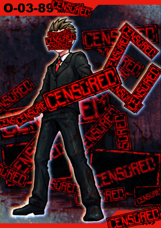 1boy bar_censor black_footwear black_jacket black_pants blonde_hair buttons censored censored_(lobotomy_corporation) check_gender collared_jacket collared_shirt commentary_request dark_background denim e.g.o_(project_moon) employee_(lobotomy_corporation) faceless full_body holding holding_weapon jacket jeans lobotomy_corporation long_sleeves meimaru_inuchiyo necktie numbered pants partial_commentary project_moon red_necktie shirt shoes spiky_hair weapon white_shirt