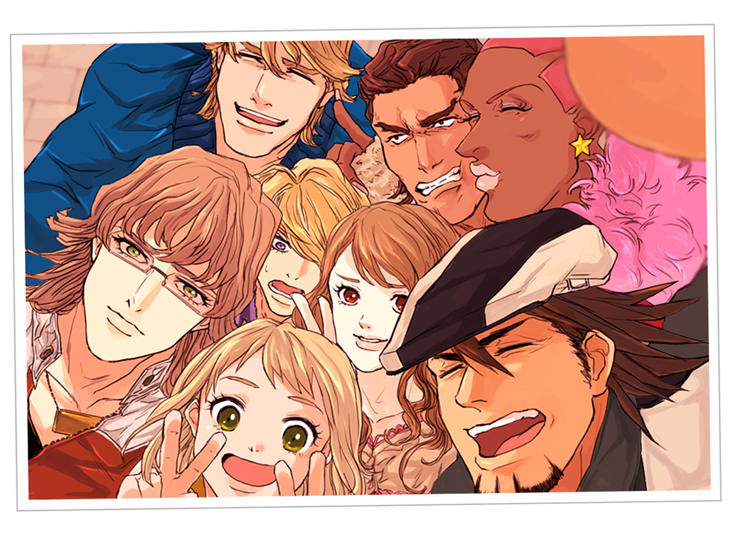 2girls 6+boys antonio_lopez barnaby_brooks_jr blonde_hair brown_hair erika_(sakana0529) huang_baoling ivan_karelin kaburagi_t_kotetsu karina_lyle keith_goodman multiple_boys multiple_girls nathan_seymour photo_(object) pink_hair tiger_&amp;_bunny