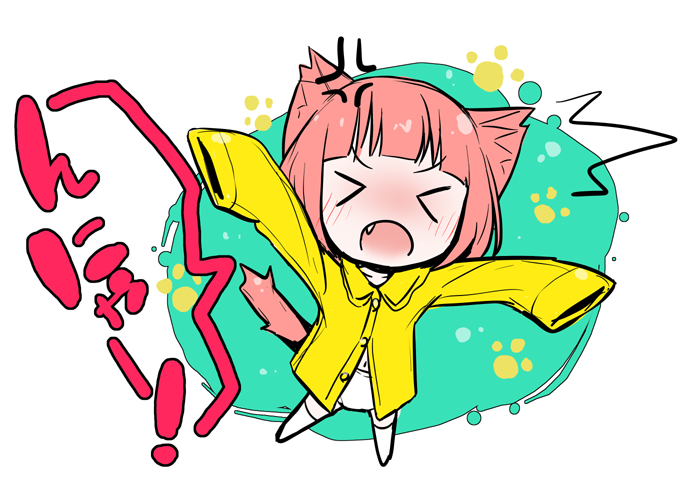 anger_vein angry animal_ears aoki_shin blush cat_ears cat_tail chibi fang open_mouth original oversized_clothes solo tail