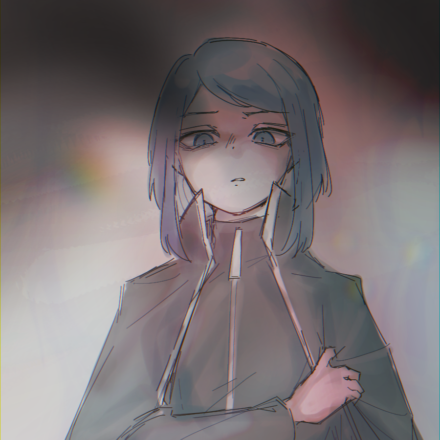 1other annoyed black_coat black_shirt blue_eyes blue_hair blurry blurry_background coat crossed_arms dark_background disgust library_of_ruina looking_at_viewer looking_down pale_skin porccu_200g project_moon shaded_face shirt sidelocks the_bookhunter zipper