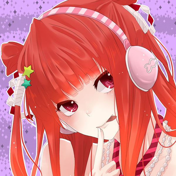 1girl beatmania red_eyes red_hair red_necktie red_neckwear twintails two_side_up umegiri_ameto white_dress