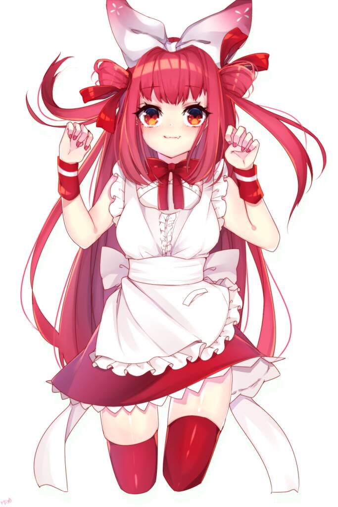 1girl beatmania red_dress red_eyes red_hair twintails two_side_up umegiri_ameto