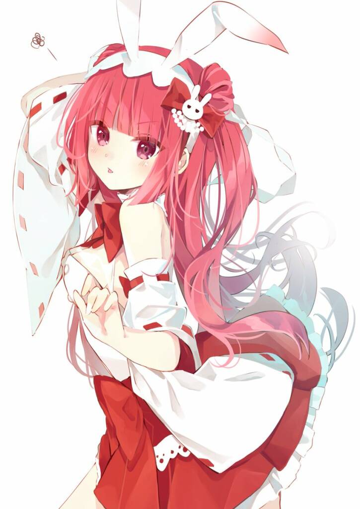 1girl beatmania red_dress red_eyes red_hair twintails two_side_up umegiri_ameto