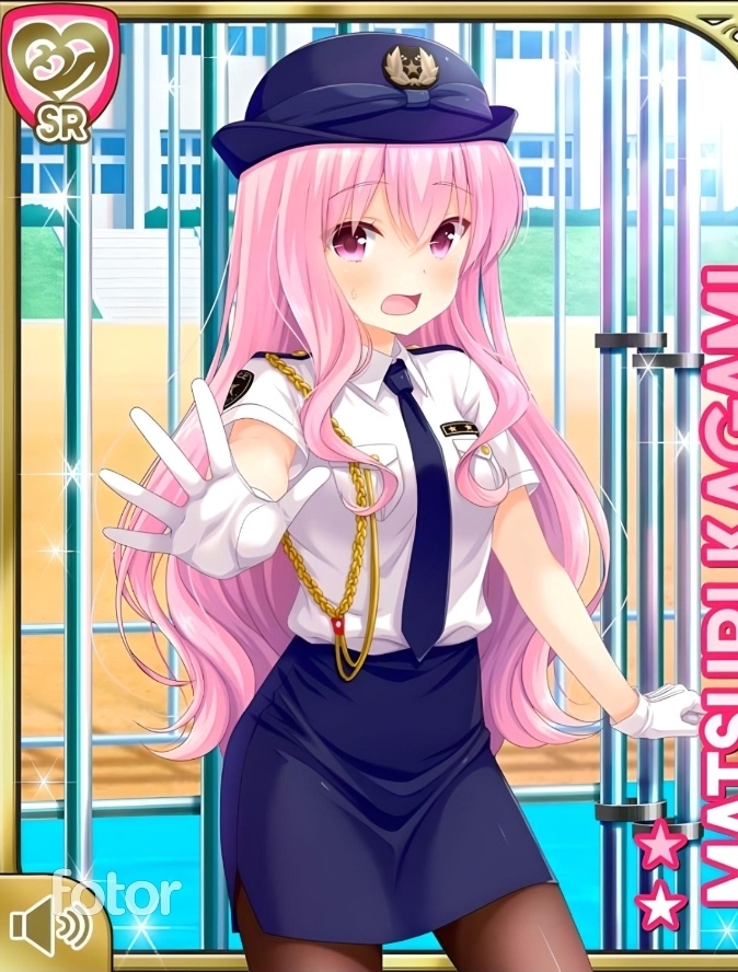 1girl girlfriend_(kari) necktie neckwear pencil_skirt pink_eyes pink_hair policewoman white_shirt
