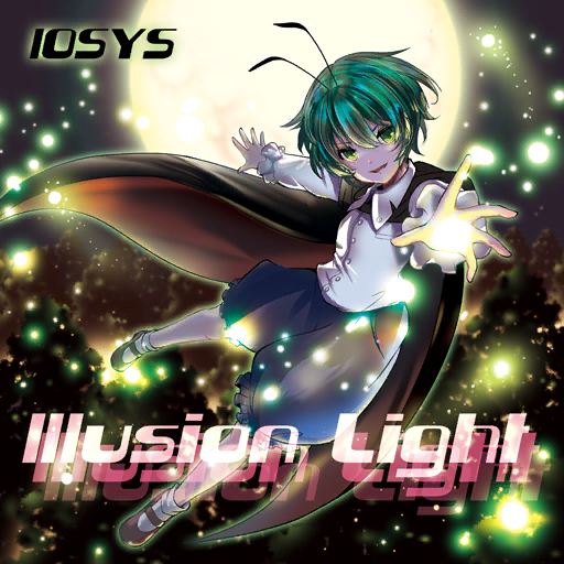 1girl album_cover antennae bad_source black_cape black_footwear blue_shorts buttons cape collared_shirt cover english_text fireflies frilled_shorts frilled_sleeves frills full_moon green_eyes green_hair iosys long_sleeves looking_at_viewer mary_janes moon night non-web_source official_art open_mouth outdoors outstretched_arms puffy_shorts reaching reaching_towards_viewer sanamisa shirt shoes short_hair shorts smile socks source_request touhou touhou_cannonball white_shirt white_socks wriggle_nightbug