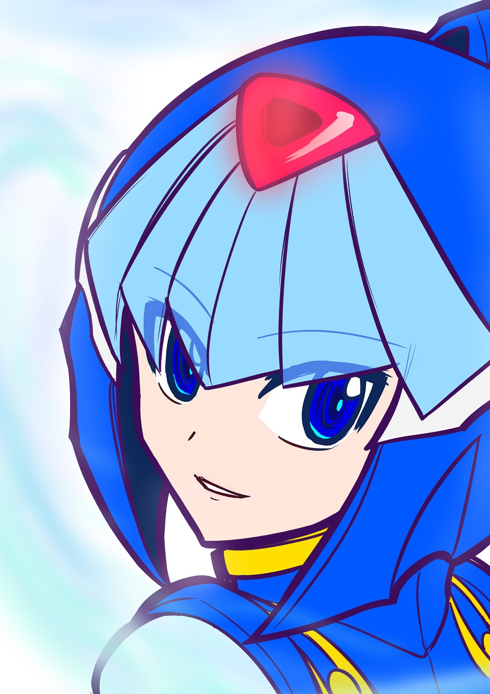 1girl android aoihito72 blue_eyes helmet highres leviathan_(mega_man) looking_at_viewer mega_man_(series) mega_man_zero_(series) open_mouth robot robot_girl solo upper_body