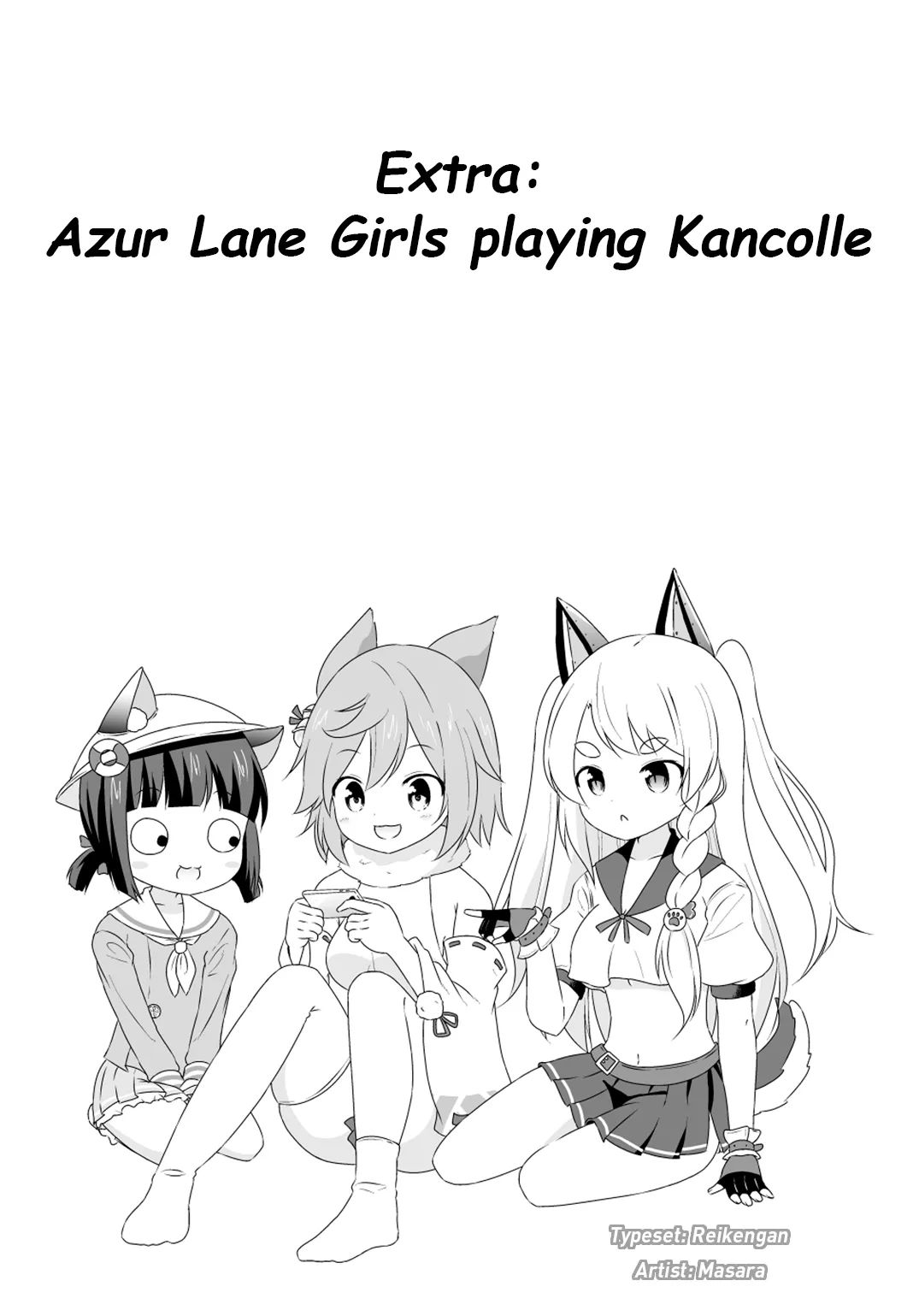 3girls azur_lane cat_ears fubuki_(azur_lane) masara multiple_girls mutsuki_(azur_lane) mutsuki_face smartphone wolf_ears yuudachi_(azur_lane)
