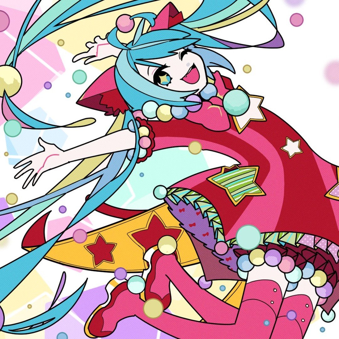 1girl :d ahoge animal_ear_fluff animal_ears arms_up blue_hair boots bow bowtie cat_ears dress fake_animal_ears floating_hair frilled_dress frills hair_ornament hatsune_miku light_blue_hair long_hair looking_at_viewer machigami_yoh one_eye_closed open_mouth pink_bow pink_bowtie pink_footwear pink_thighhighs pom_pom_(clothes) project_sekai red_dress short_dress short_sleeves smile solo star_(symbol) striped striped_dress thigh-highs thigh_boots twintails vertical-striped_dress vertical_stripes very_long_hair vocaloid wonderlands_x_showtime_miku zettai_ryouiki
