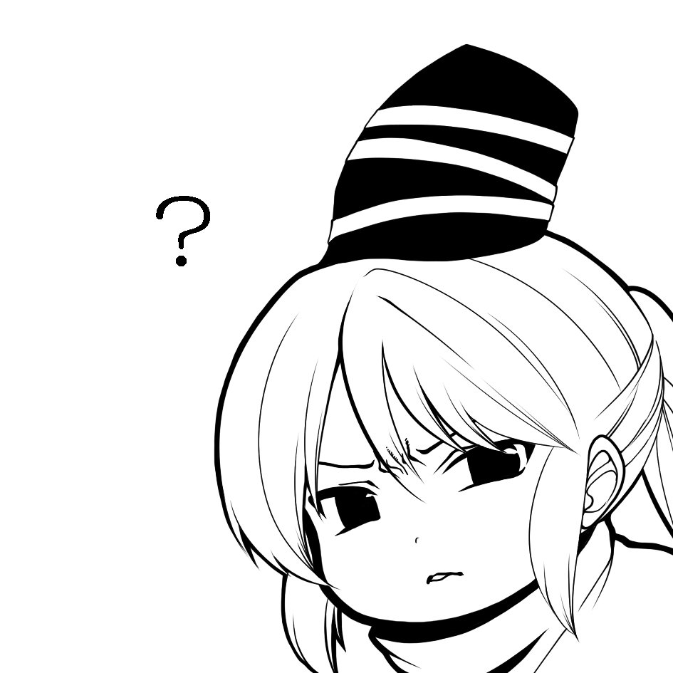 1girl ? bad_id bad_pixiv_id fuantei greyscale hat high_contrast looking_at_viewer monochrome mononobe_no_futo parted_lips ponytail sidelocks simple_background solo tate_eboshi touhou upper_body