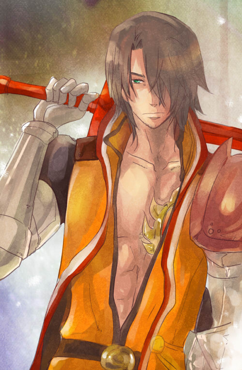 armor black_hair green_eyes long_hair male microcosmos over_shoulder raven schwann_oltorain solo spoilers surcoat sword sword_over_shoulder tales_of_(series) tales_of_vesperia uniform weapon weapon_over_shoulder